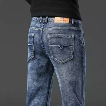 2024 Новые весенние и осенние тонкие дымчато-серые мужские джинсы модные брендовые свободные прямые утягивающие повседневные брюки 28