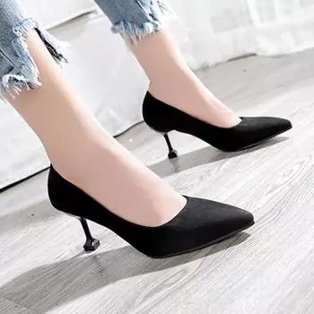 2024 New Spring-autumn Low-heeled Black Work Shoes Women s Versatile Pointed-toe French Style Single Shoes Women s 34