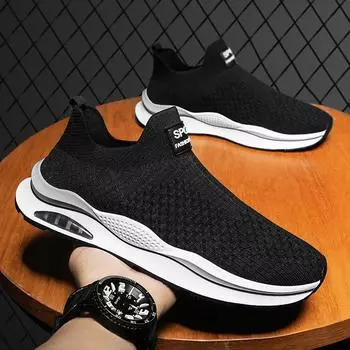 2024 new spring autumn Man Fashion Trend Sneakers Breathable Men s Sneaker Mesh Fabric Lightweight and comfortable Sneakers 39 чёрный