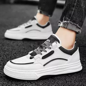 2024 new spring men s little white shoes Internet celebrity trend versatile student board shoes low top breathable sports and leisure shoes 39