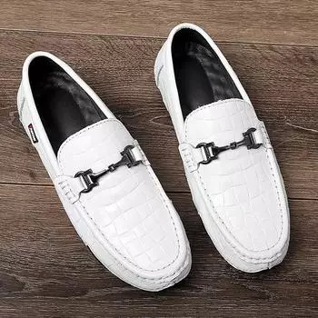 2024 Новые мужские мокасины весна-лето удобные мужские повседневные плоские дышащие мокасины без застежек обувь мягкая кожаная обувь для вождения 38 чёрный