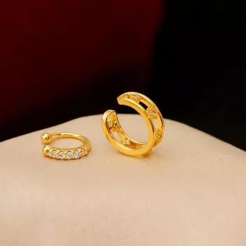 2024 New Stacked Ear Cuff Earrings: Hollow Zirconium, High-End Light Luxury for Women Without Piercings.