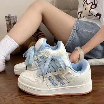 2024 new student leisure niche women s white shoes trendy Korean version ins street shooting retro color matching board shoes women 35