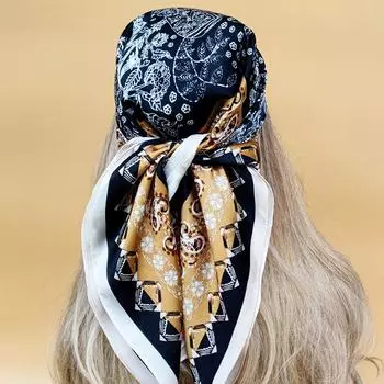 2024 Новый стиль солнцезащитный шелковый хиджаб пляжный платок Four Seasons роскошные квадратные шарфы 70X70 см женский популярный дизайн головной платок 70X70CM
