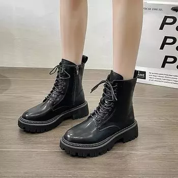 2024 New Style Versatile Hot-selling Women s Boots with Zippers, Round Toe, Solid Color, Light, Convenient and Comfortable 35 чёрный