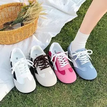 2024 Новые замшевые женские кроссовки на платформе со шнуровкой, балетки, весна-лето, женская повседневная обувь на весну-осень 35