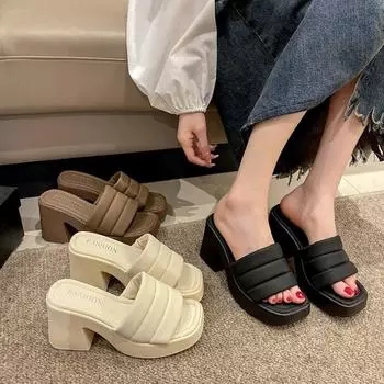 2024 new summer fashion beach flip-flops platform sandals with thick soles women sneakers women shoes 35 чёрный