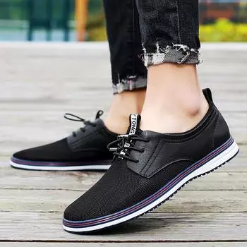 2024 New Summer Men s Mesh and Two-layer Cowhide Casual Shoes Men Slip-On Flat Sapatos Hollow Out Comfortable Man Casual Shoes 38 белый