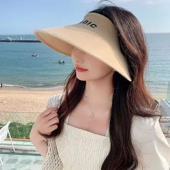 2024 Новая летняя шляпа от солнца для детей с защитой от ультрафиолета, пустая шляпа с верхним слоем, модная шляпа с надписью «УФ», спортивная шляпа для отдыха, защита от солнца Adjustable (52-60cm) серый