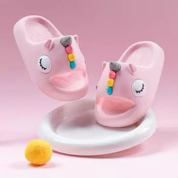2024 New Summer Unicorn Children s Slippers Soft Bottom Non-slip Cute Boys and Girls Cool Slippers 24-25 [Recommended foot length 15cm] розовый