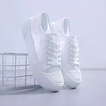 2024 Новая летняя женская кружевная полая удобная толстая подошва для спорта на открытом воздухе и повседневной обуви 37 белый