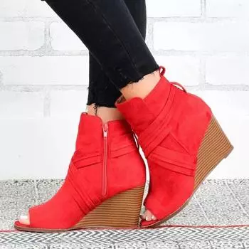 2024 New Summer Women Sandals Fashion Fish Mouth Shoes Classic Shoes Sexy Wedge Heel Zipper Casual Sandals Women Fashion Shoes 35 бежевый