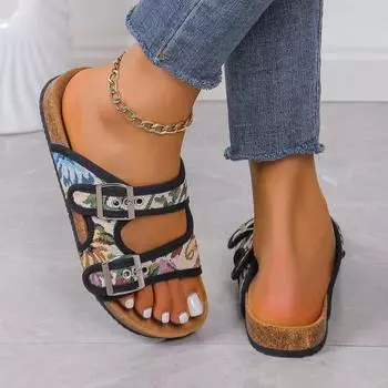 2024 новые летние тапочки из пробки с толстым дном для мужчин и женщин, такие же пляжные тапочки большого размера с одной пуговицей 35