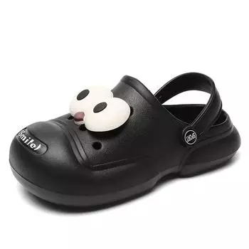 2024 Новые толстые подошвы сандалии дырки обувь для женщин увеличение нескользящая летняя одежда пляжные сандалии уличные милые тапочки большой глаз Diy Deco 36-37 чёрный