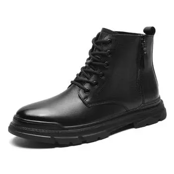 2024 Новый тренд зимние ботинки мужские зимние ботинки из натуральной кожи для отдыха на открытом воздухе панк мотоциклетные мужские туфли толстый каблук взрослые туфли с боковой молнией 36