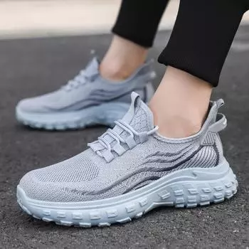 2024 new trendy men s shoes front lace-up platform student dad shoes sports flying weaving trendy men s shoes 39