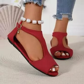 2024 Новые универсальные летние популярные женские босоножки на высоком каблуке с молнией сзади, модные простые женские туфли большого размера Zapatos 36 красный