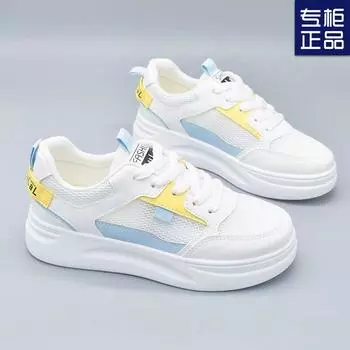 2024 New Versatile Thin Autumn Mesh Shoes Board Shoes Mesh Breathable Little White Shoes Girls Platform Casual Sneakers 35 розовый