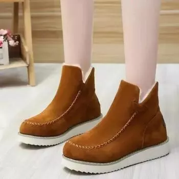 2024 New Warm Winter Botas Femininas Comfortable Plush Outdoor Walking Thick-soled Ankle Boots Women s Suede Classic Short Boots 36 бежевый