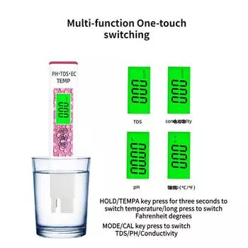 2024 New Water Quality Test Pen 4 in 1 Water Quality Analyzer Ph Meter Ec Conductivity Tester синий