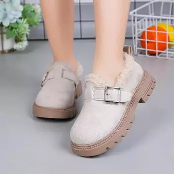 2024 New Winter Snow Boots for Girls Plush Shoes Warm Cotton Shoes Children s Plush Shoe Anti Slip Casual Shoes Versatile Soft 26 коричневый