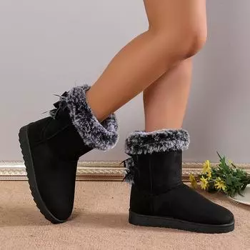 2024 New Winter Women ankle Boots Plus Size Casual Warm Mid-Calf Boots Women Slip-On Round Toe Snow Boots zapatos de mujer 36 коричневый