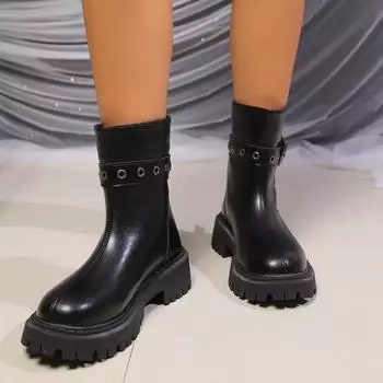 2024 New Winter Women Boots Fashion Wear Resistant Ladies Elegant Non-slip Buckle Outdoor Thick Bottom Women s Ankle Boots 35