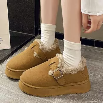 2024 New Women Ankle Boots Hot Lightweight Comfortable Platform Boots Winter Shallow Round Toe Boots Casual Shoes for Women 36 чёрный