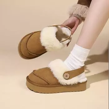 2024 New Women s Ankle Boots Leather Women Winter Indoor Solid Color Boots Ladies Home Platform Warm Short Plush Women s Shoes 35 темно серый