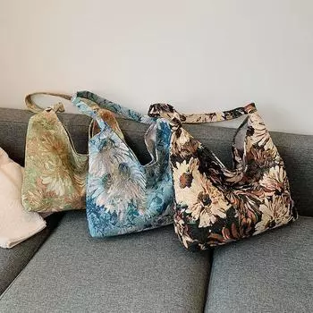 2024 new women s bag casual simple literary canvas portable single shoulder oblique span large capacity shoulder bag зелёный