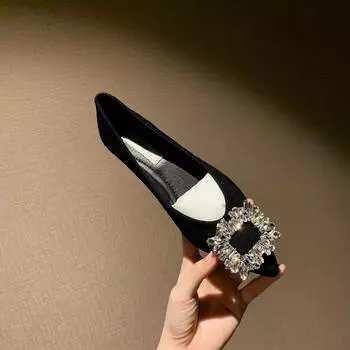 2024 new women s buckle rhinestone shoes design sense pointed flat French small fragrance fashion celebrity niche single shoes 36