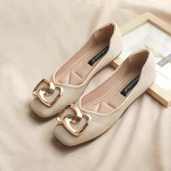 2024 Новые женские туфли на плоской подошве с неглубоким носком и квадратным носком, мягкая подошва, мягкая кожаная обувь для мам, модный тренд, удобная повседневная обувь 35 чёрный