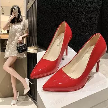 2024 New Women s High Heels Fashion Women s Autumn Lightweight Shallow Mouth Comfortable Women s Casual Solid Color High Heels 35 чёрный