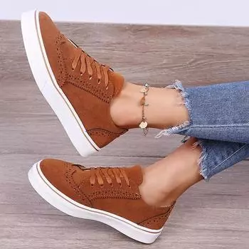 2024 New Women s Low-top Vulcanized Round Toe Casual Shoes Flat Shoes Lace-up Walking Versatile Comfortable 35 чёрный