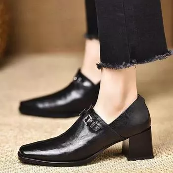 2024 Новые женские ботильоны на среднем каблуке с толстой подошвой, модные женские ботинки челси, зимние новые готические модные ботинки 35 чёрный