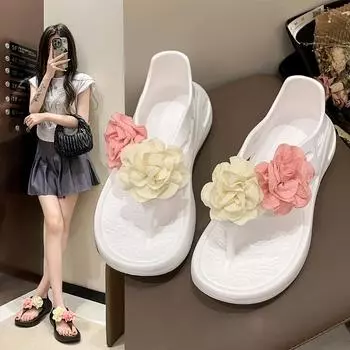2024 New Women s Sandals Summer Fashion Soft Sole Flower Women s Flip Flop Casual Beach Sandals 36-37 чёрный