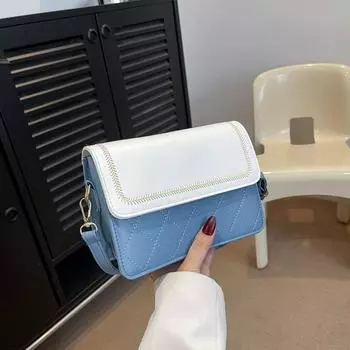 2024 Новая женская сумка через плечо Rhombus Маленькая квадратная сумка Texture Trend Сумка через плечо Корейская версия Универсальная женская сумка через плечо чёрный