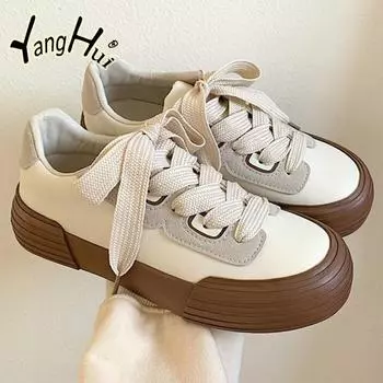 2024 New Women s Vulcanize Shoes Retro Korean Style All-match Platform Casual Comfortable Sneakers Fashion Spring Autumn 35