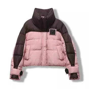 2024 new women s winter short down jacket Korean fashion loose splicing contrasting color thick foreign style warm jacket S