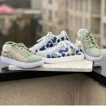 2024 New Women Shoe Casual Sneakers Print Flower Mesh Breathable Sneakers Lightweight Comfortable Loafers Women Shoes Large Size 36 синий