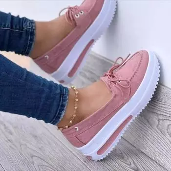 2024 New Women Shoes Autumn Lace-up Platform Shoe Plus Size 43 Casual Sneakers Comfortable Slip on Anti-slip Zapatillas De Mujer 35
