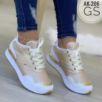 2024 New Women Sneakers Mesh Patchwork Lace Up Ladies Flats Outdoor Running Walking Shoes Comfortable Breathable Female Footwear 36( insole 23cm) белый