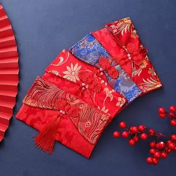 2024 New Year Red Packets Birthday Brocade Money Bag Wedding Red Envelopes Dragon Phoenix Spring Festival Blessing Lucky Gift