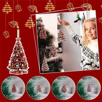 2024 New Year Reflective 2D Christmas Tree Pendant Christmas Tree Pendant Christmas Tree Holiday Decor Christmas Tree Pendant