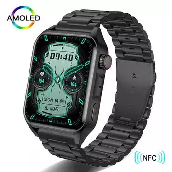 2024 NFC Смарт-часы для мужчин AMOLED HD-экран всегда отображает время Bluetooth-вызов водонепроницаемые умные часы для женщин для Android Apple