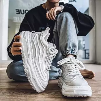 2024 niche four seasons live broadcast new thick-soled low-top microfiber leather waterproof Hong Kong style student sports shoes Douyin same style 39 белый