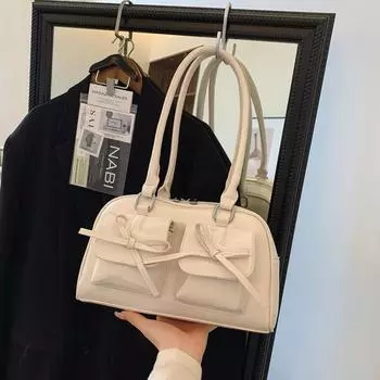 2024 нишевая сумка-багет с бантом модная сумка через плечо корейская версия сумка под мышкой женская новая модель красный