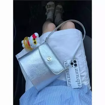 2024 нишевый дизайн новая серебряная сумка через плечо женская сумка высокого класса простая сумка-мессенджер квадратная сумка через плечо