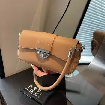 2024 нишевый дизайн новая женская сумка осенняя ретро сумка с замком подмышкой универсальная одно плечо кроссбоди маленькая квадратная сумка чёрный