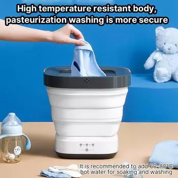 2024 НОВАЯ портативная стиральная машина Moyu, автоматическая мини-складная стиральная машина для белья, нижнего белья, носков, одежды, дорожного ведра для уборки us серый